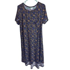 3/$20 LuLaRoe Blue and Orange Geometric Midi Dress